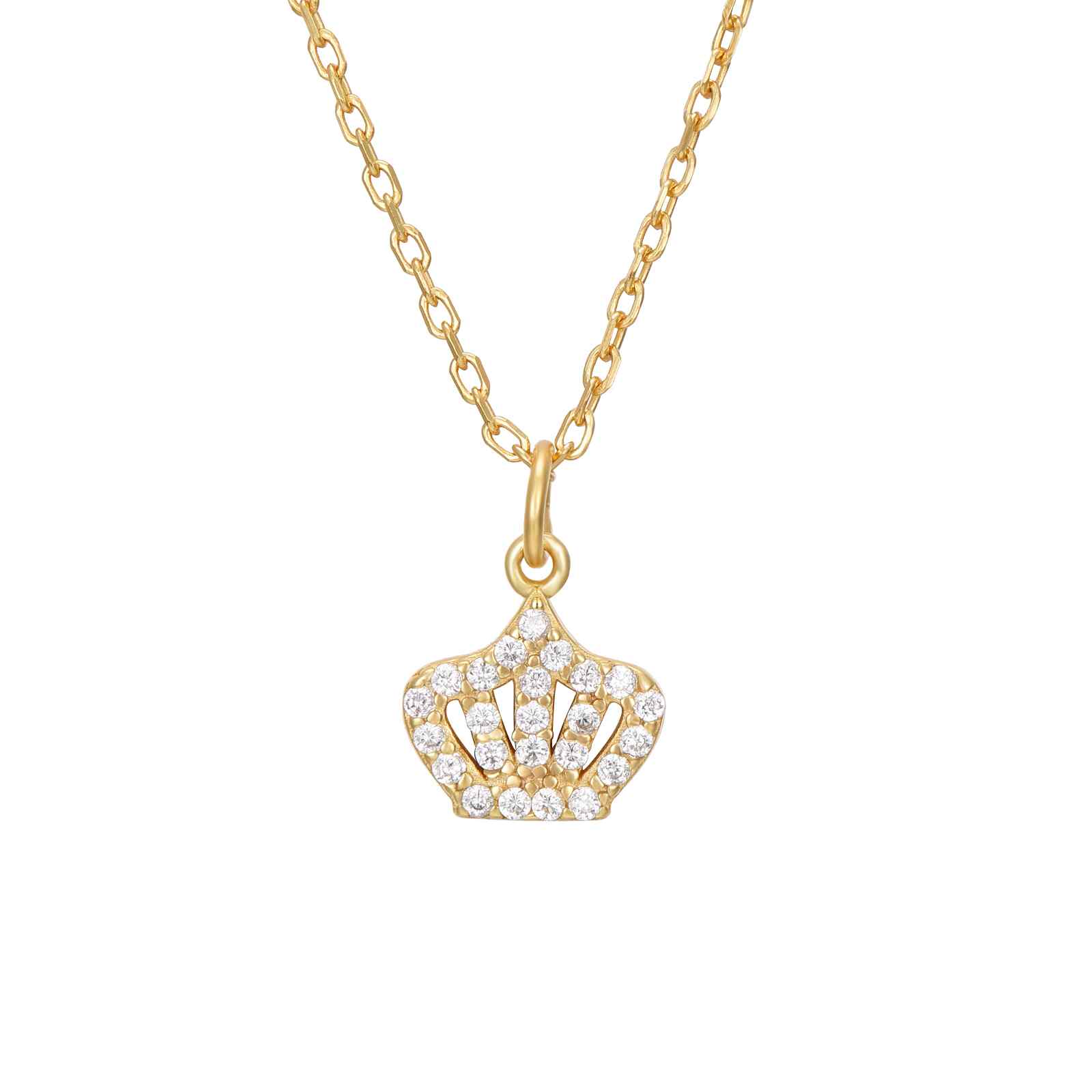 Colgante de corona con circonita, plata de ley 925 con baño de oro, 8x6 mm