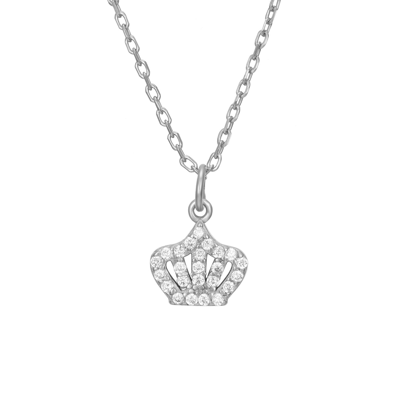 Colgante de corona con circonita, plata de ley 925 rodiada, 8x6 mm