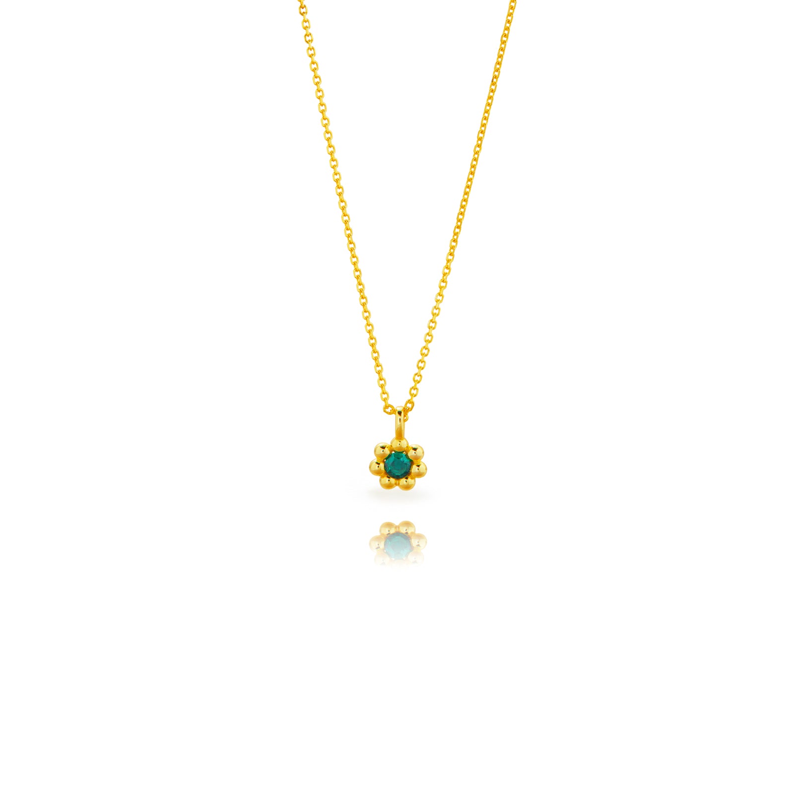 Colgante en forma de flor con circonita verde, plata de ley 925 con baño de oro, 8 mm