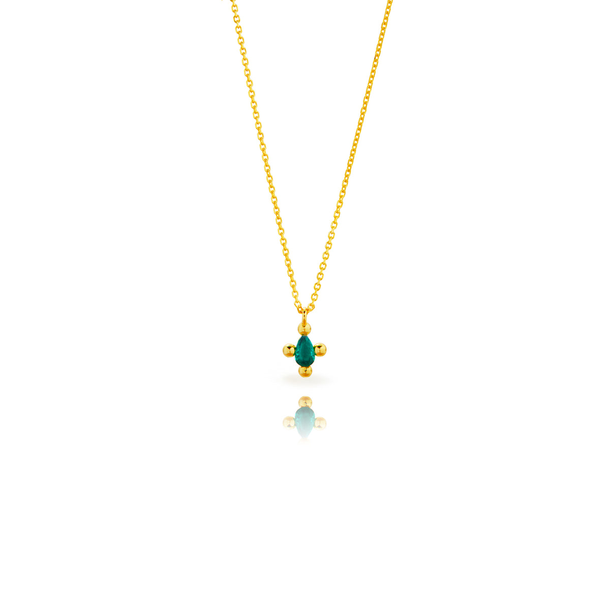 Colgante con circonita verde en gota, plata de ley 925 con baño de oro, 8 mm