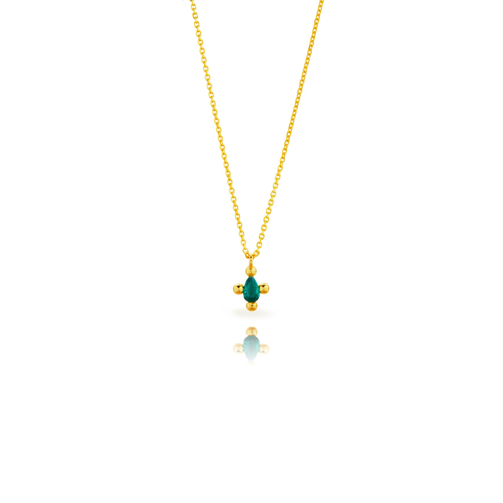Colgante con circonita verde en gota, plata de ley 925 con baño de oro, 8 mm