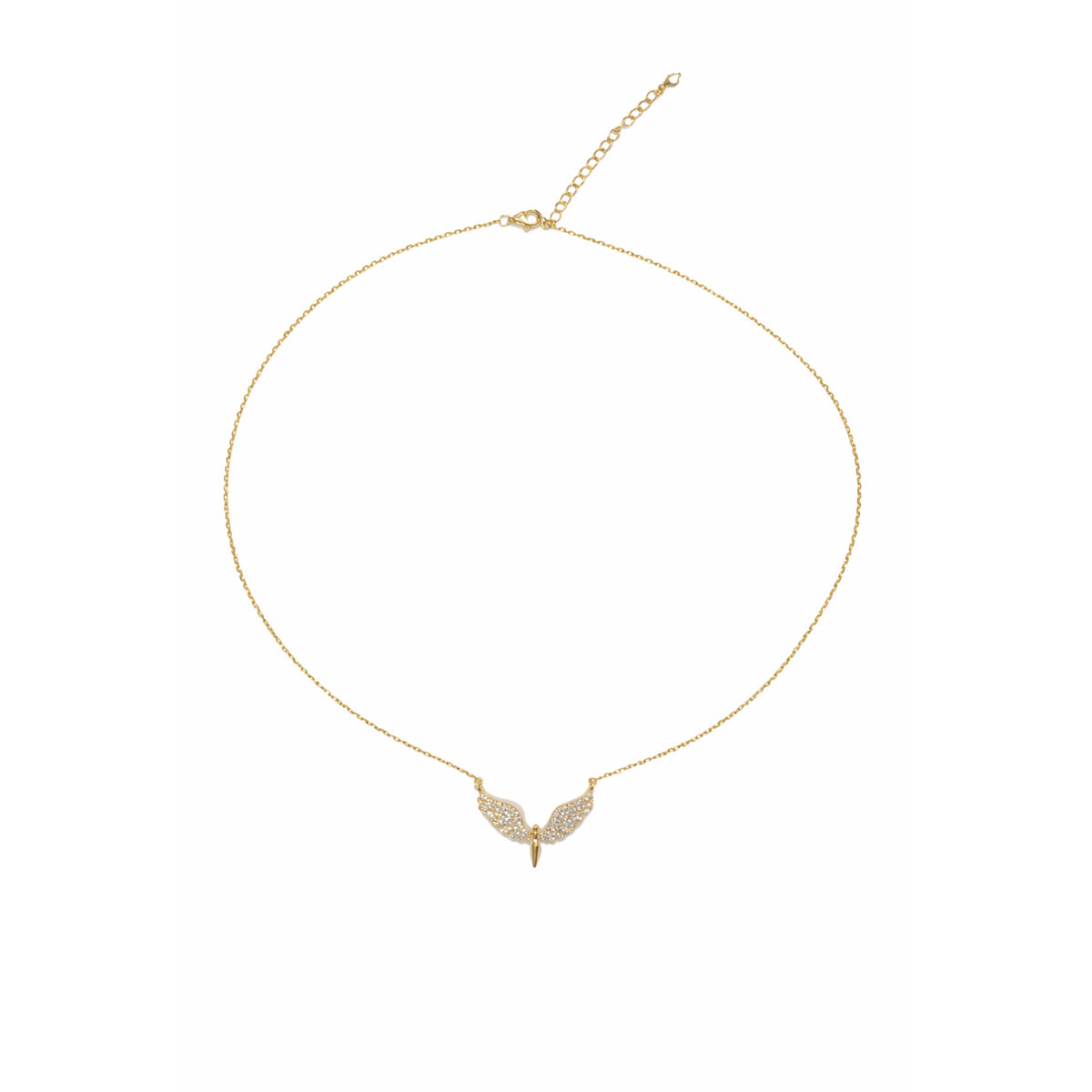Gargantilla de plata bañada en oro con colgante de ángel y circonita, 20 mm