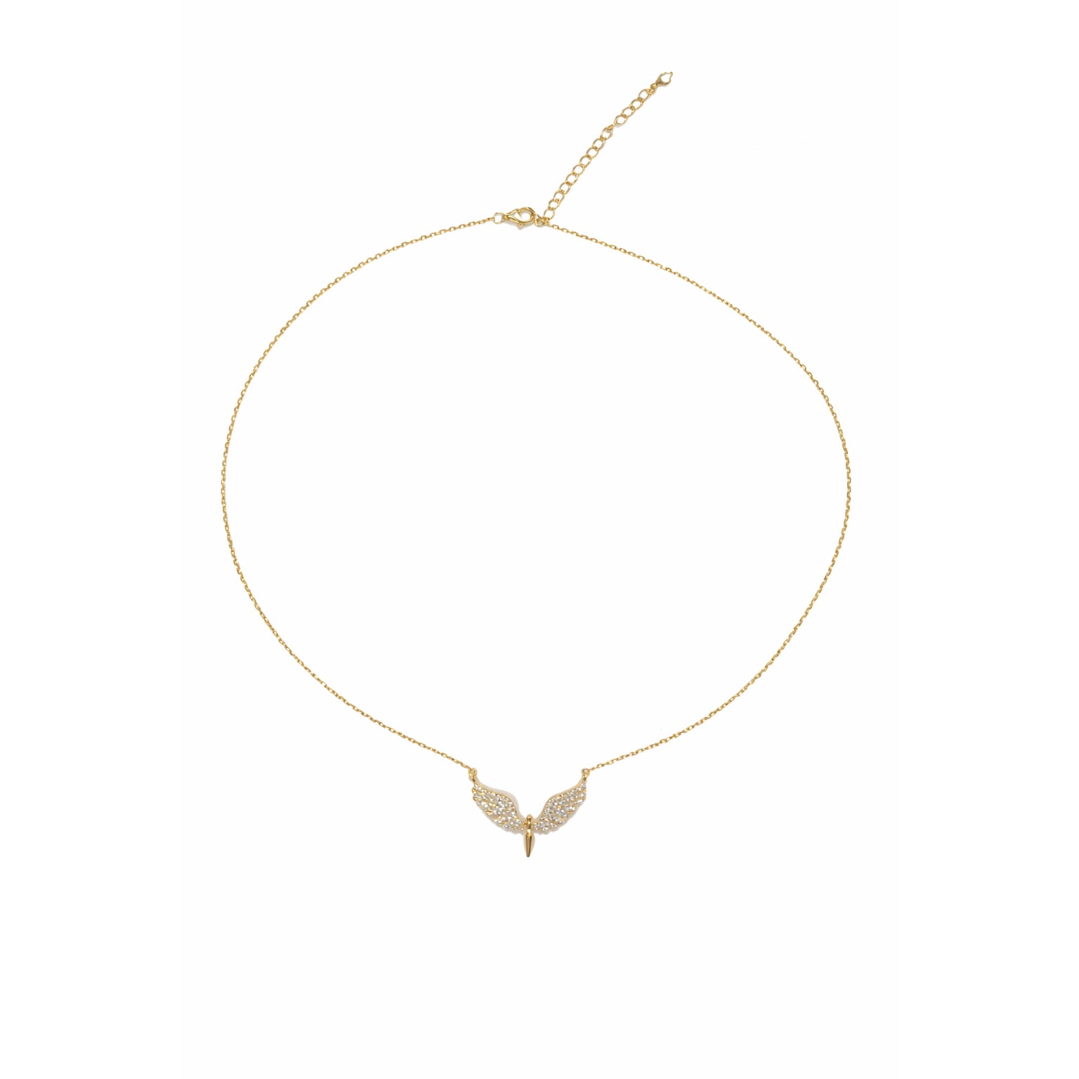 Gargantilla de plata bañada en oro con colgante de ángel y circonita, 20 mm