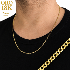 cadena puesta en chico barbada oro 2mm