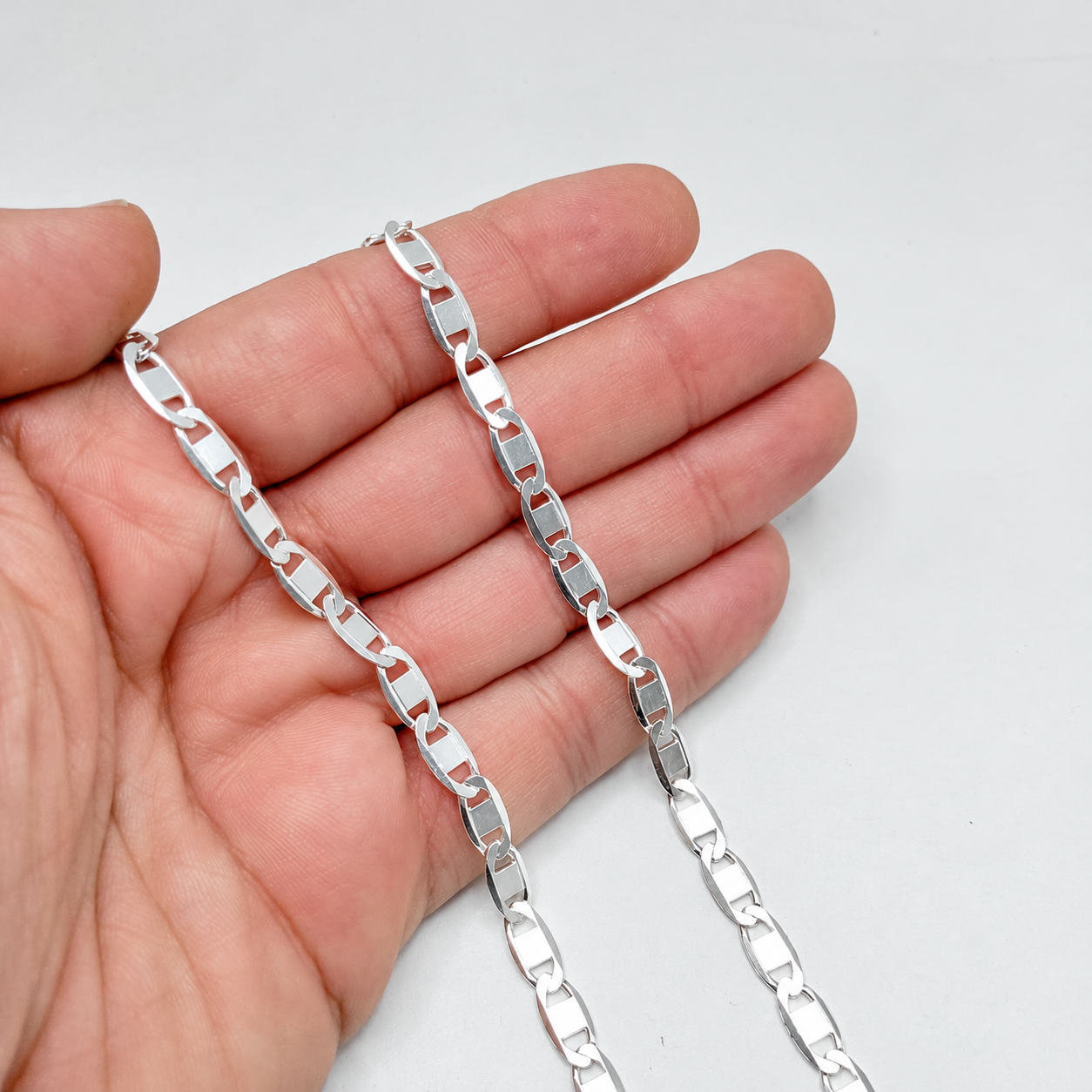 Cadena de plata de ley 925 diseño italiano acabado brillo en varias medidas
