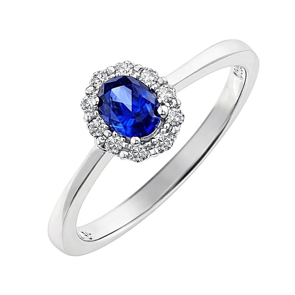 Anillo de Salvatore plata de ley con rosetón pequeño circonita color zafiro azul foto