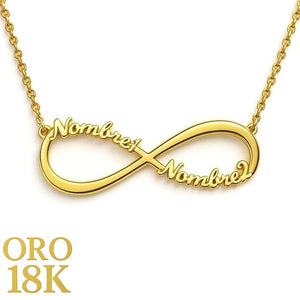 Colgante gargantilla oro de ley 18k colgante infinito con dos nombres