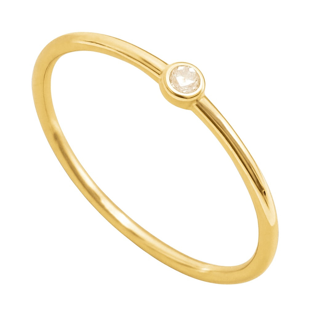 Anillo fino macizo oro 18k circonita