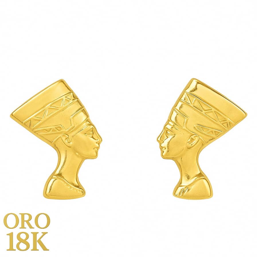 PENDIENTES ORO CON LA EFIGIE DE LA REINA EGIPCIA NEFERTITI