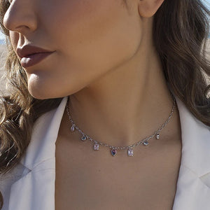 Conjunto plata lineargent piedras colores chica