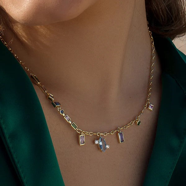 Conjunto chapado en oro Lineargent piedras colg