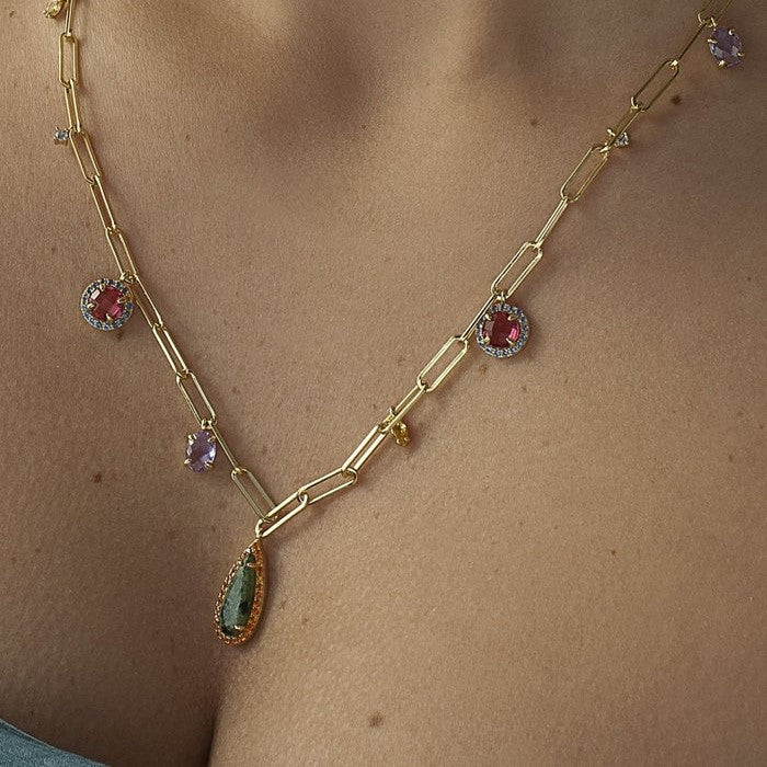 Gargantilla plata baño oro circonitas 18612-c