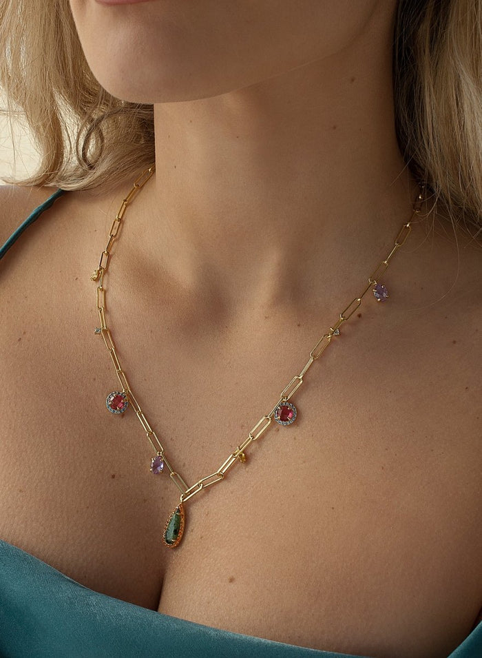 Gargantilla plata baño oro circonitas 18612-c chica