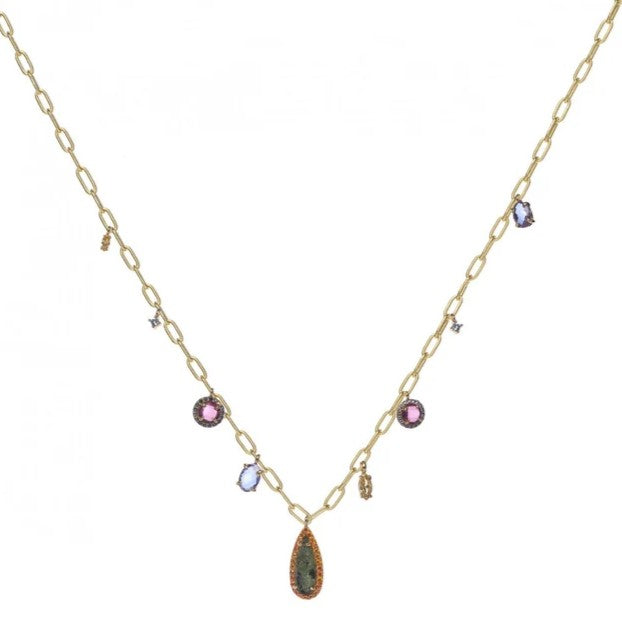 Gargantilla plata baño oro circonitas 18612-c foto