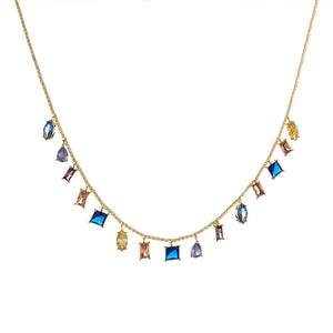 Colgante de plata de ley chapada en oro con piedras en diferentes tallas