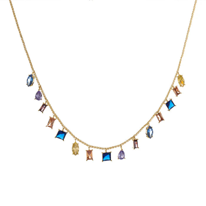 Colgante de plata de ley chapada en oro con piedras en diferentes tallas