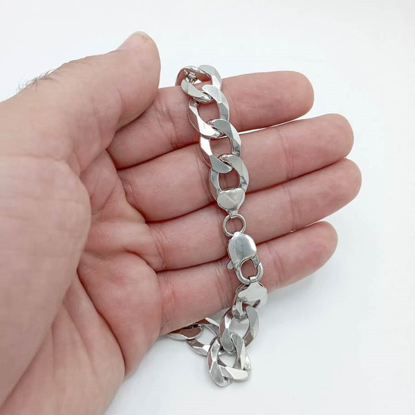 Flat Cuban silver bracelet 13MM - Joyeria Pepe Lozano
