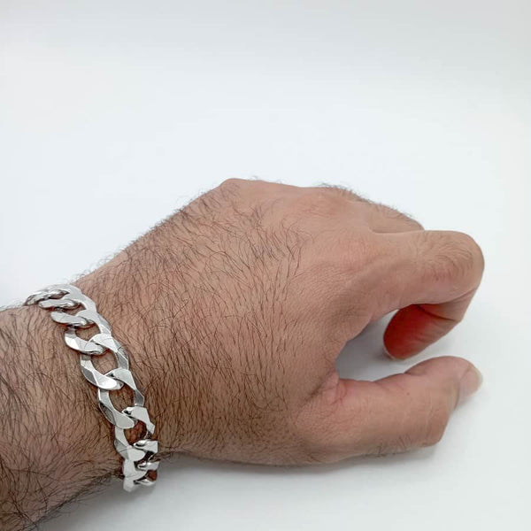 Flat Cuban silver bracelet 13MM - Joyeria Pepe Lozano