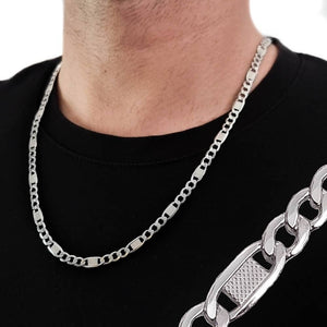 Cadena de plata de ley 925 diseño italiano combinado