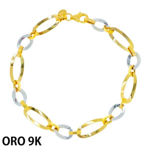 9K PULSERA ORO BICOLOR ACABADO BRILLO 20 CM