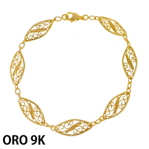 9K PULSERA ORO DE ROMBOS CON FILIAGRANA CALADOS
