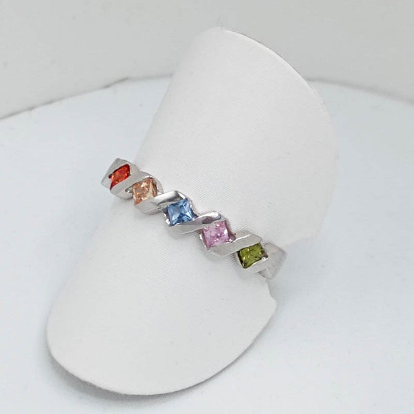 Anillo oro blanco 18K colores Joyeria Pepe Lozano