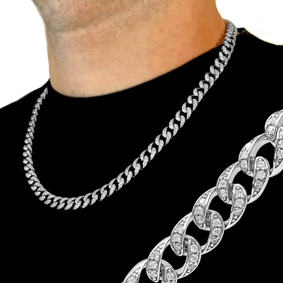 Catena Cubana Uomo Collana Catena Cubana Miami In Argento 925 Placcato Oro 14k - Spessore 7mm, Stile Box, Elegante Collana Elegante Catena Cubana Uomo Collana Catena Cubana Miami In Argento 925 Placcato Oro 14k - Spessore 7mm, Stile Box, Elegante Collana Elegante