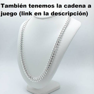 Pulsera de plata de ley 925 maciza modelo Miami cuban de 10 mm de ancho juego