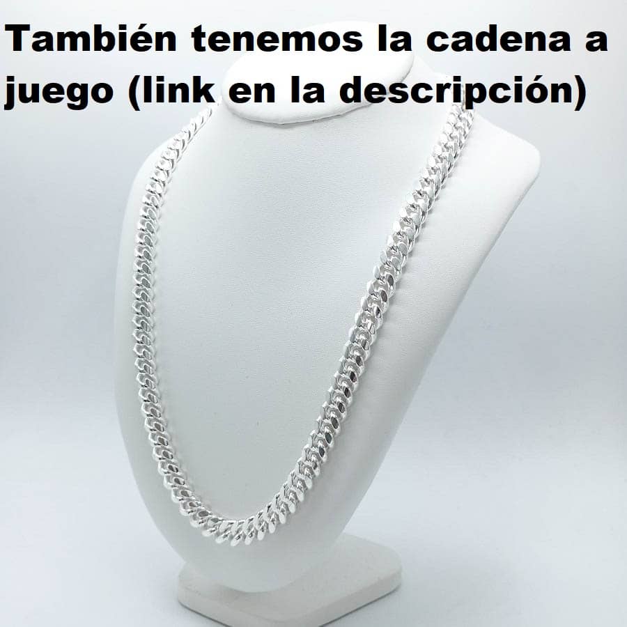 Pulsera de plata de ley 925 maciza modelo Miami cuban de 10 mm de ancho juego