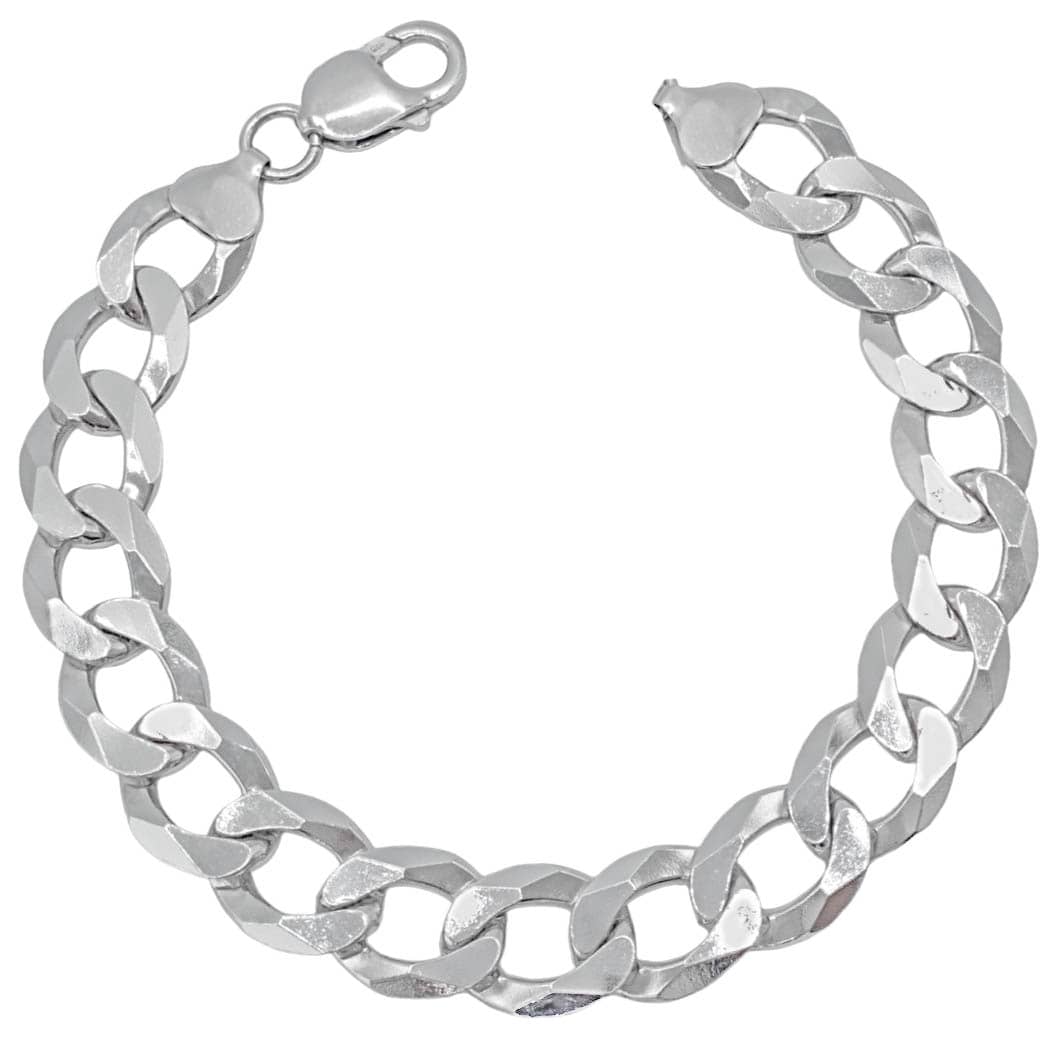 Pulsera plata 925 maciza cubana lapidada 13 mm, hecha en Italia. Exclusiva Pepe Lozano.