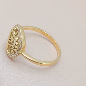 Anillo de oro 18k macizo con árbol de la vida detalle