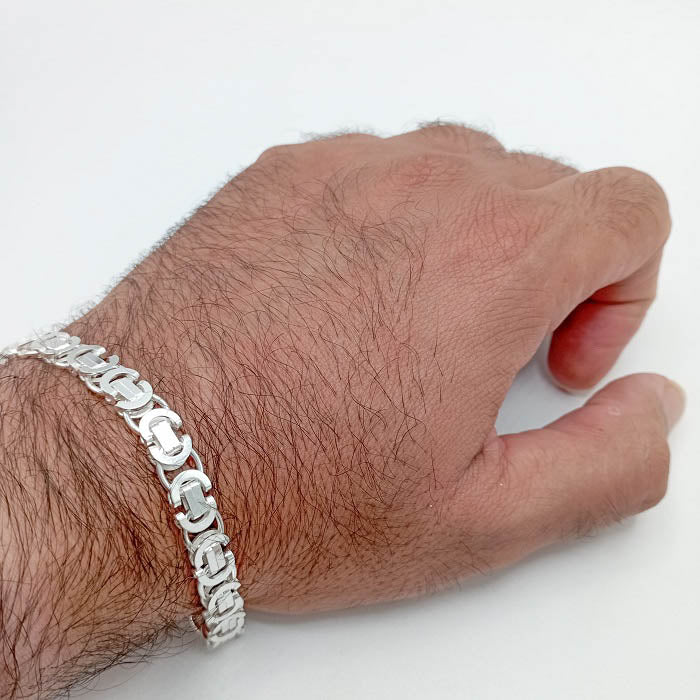 Pulsera de plata de ley 925 maciza con eslabones articulados para hombre foto