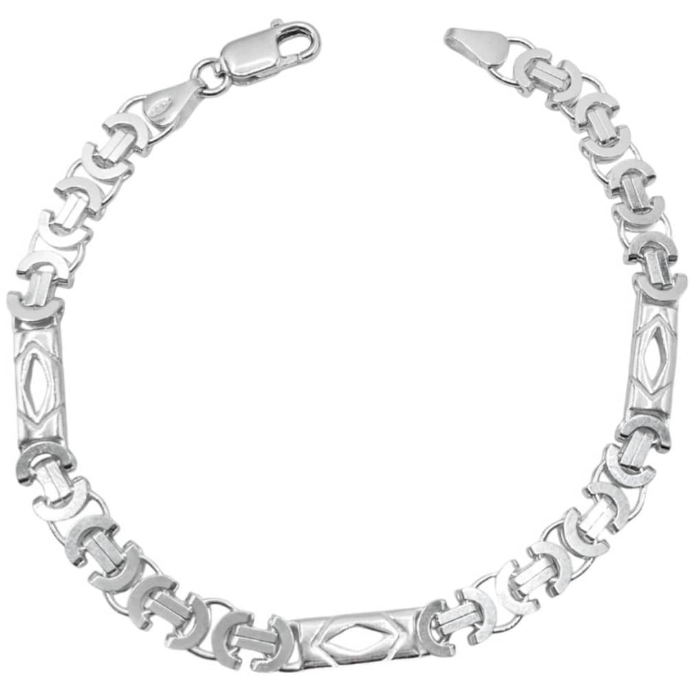Pulsera de plata de ley 925 diseño combinado plaquitas y eslabones