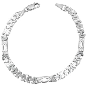 Pulsera de plata de ley 925 diseño combinado plaquitas y eslabones