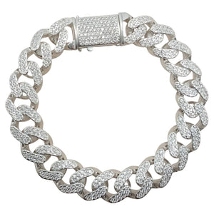 Pulsera plata cubana circonitas ligera