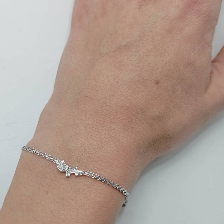 Pulsera plata perrito mano