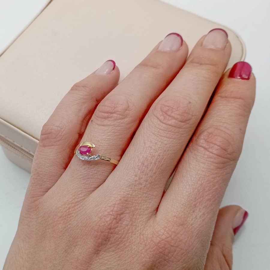Anillo oro 18k fino rojo