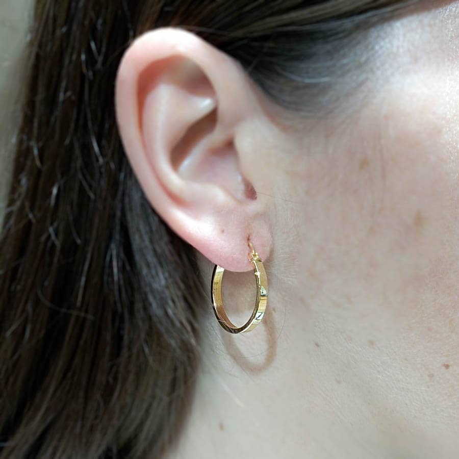 Aros oro 18k planos lisos chica