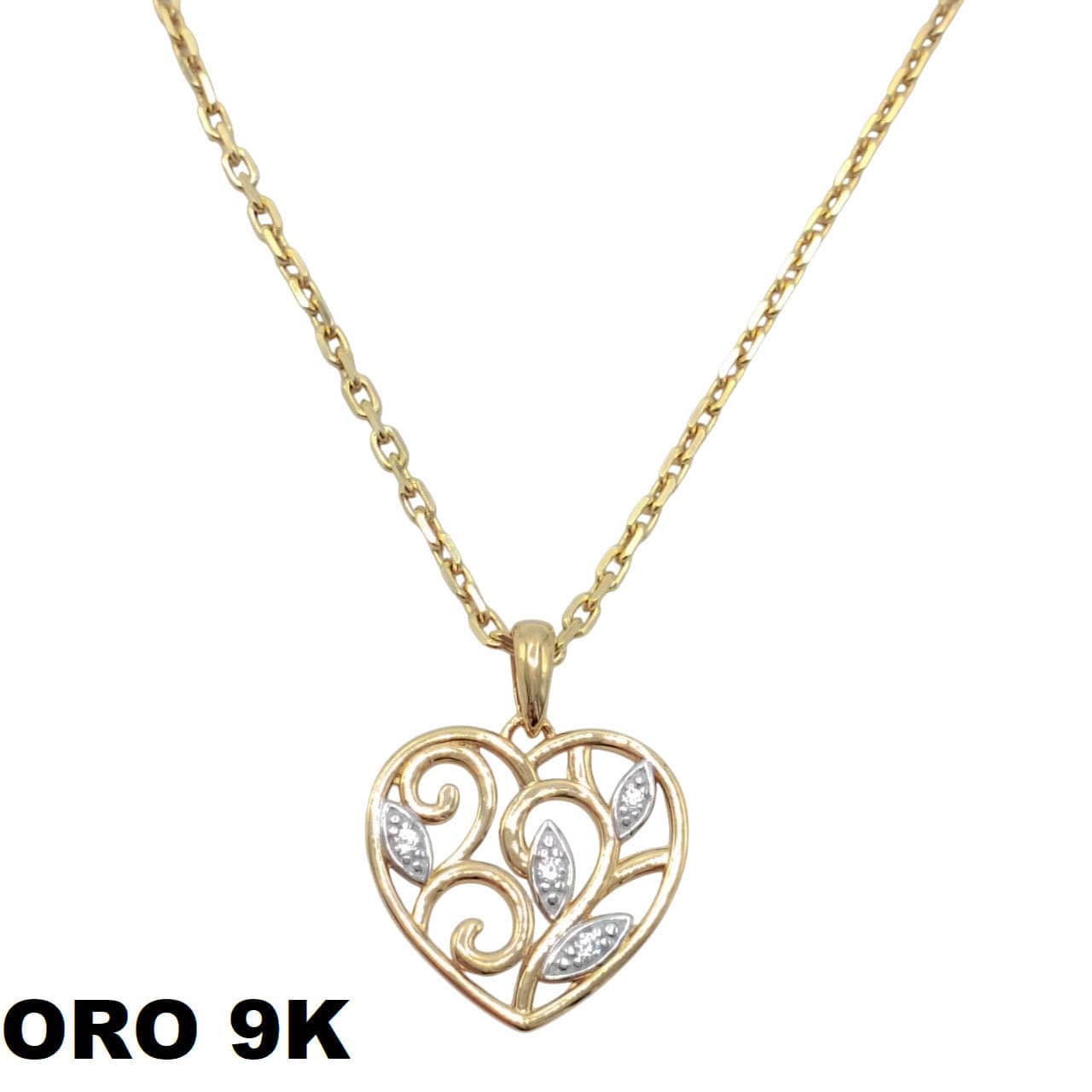 Cadena extrafuerte con colgante corazon grande 9k