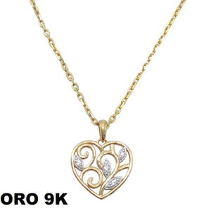 Cadena extrafuerte con colgante corazon grande 9k