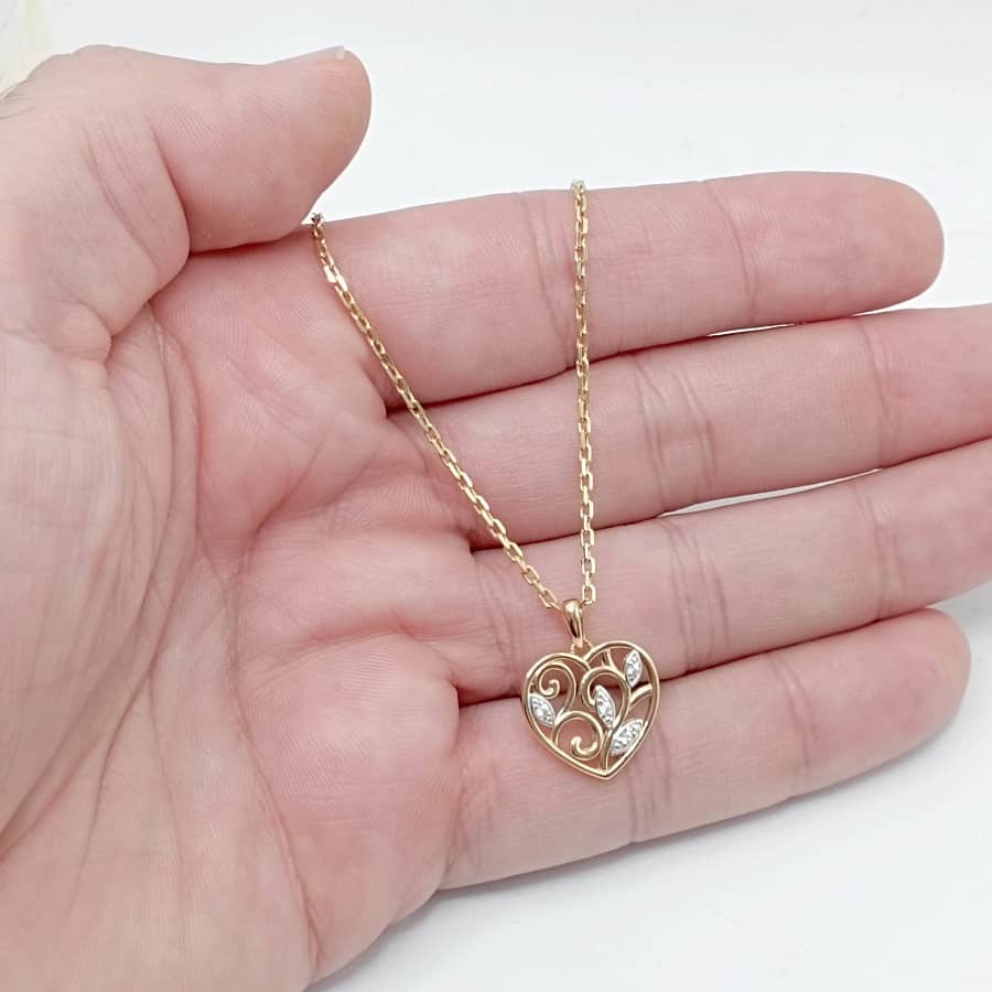 Cadena extrafuerte con colgante corazon grande 9k mano