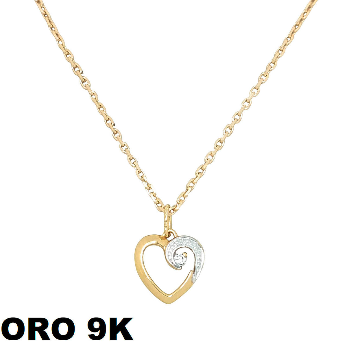 Cadena extrafuerte con corazon pequeño 9k