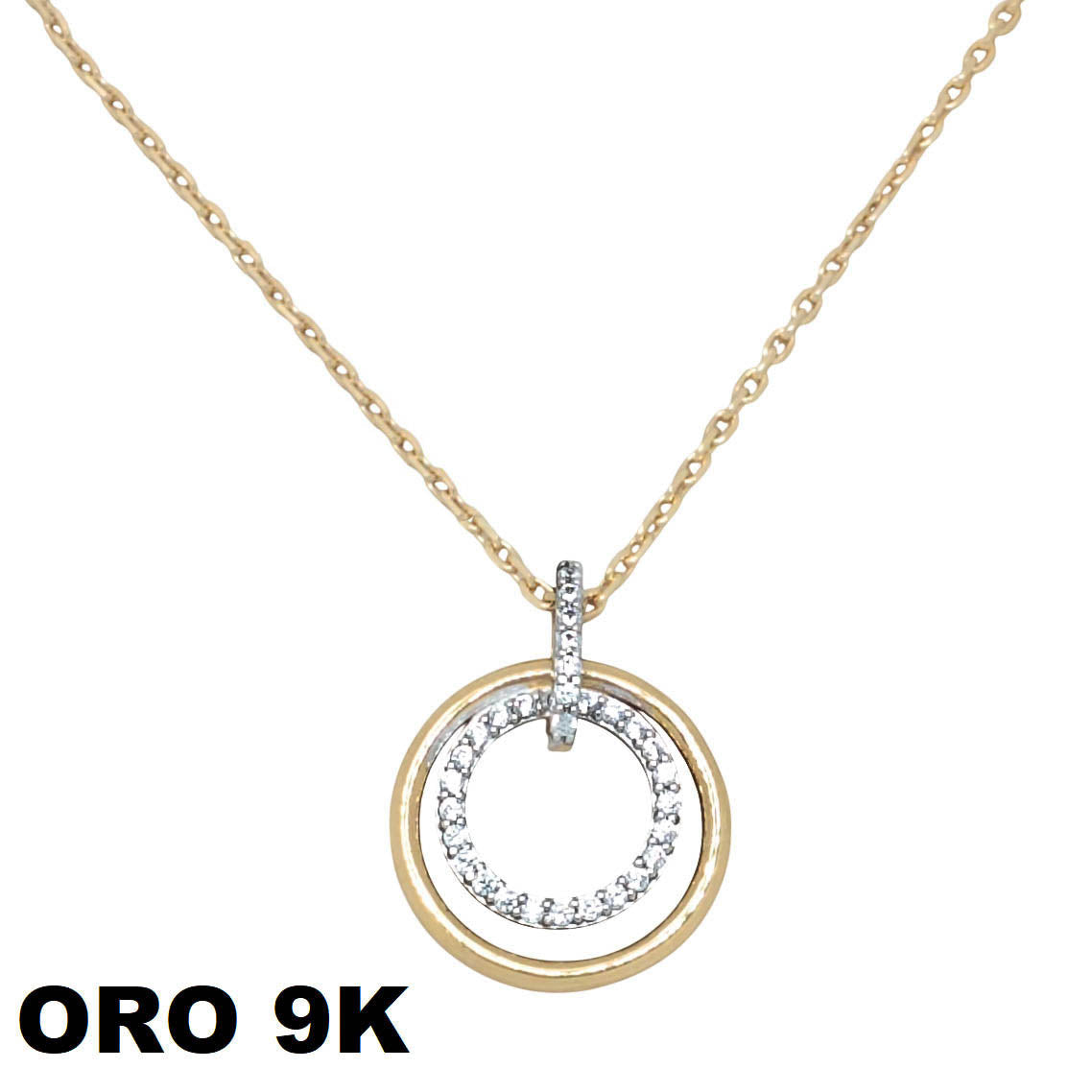 Cadena extrafuerte con colgante circulo 9k
