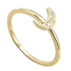 Anillo de oro 18k fino con luna circonitas