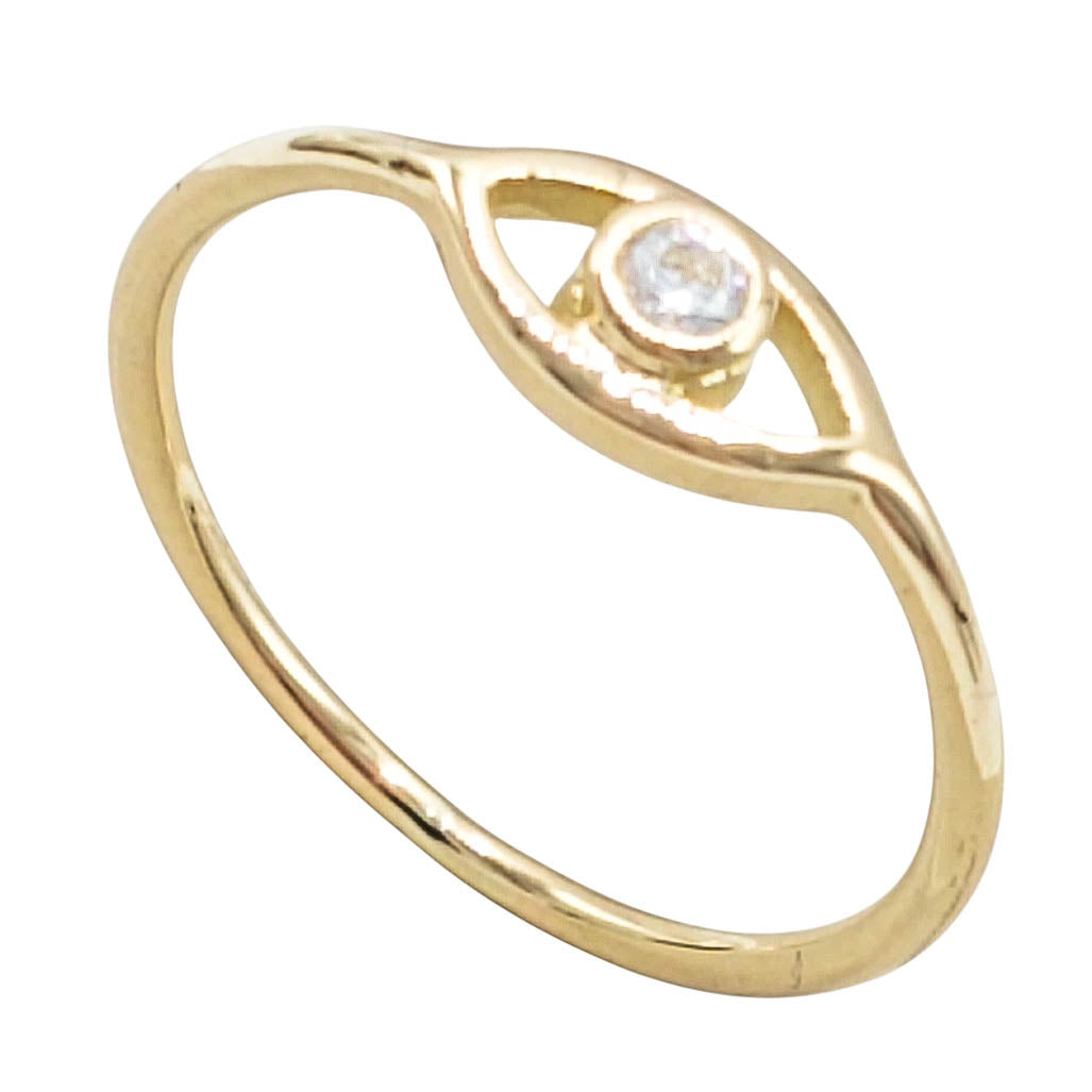 Anillo fino macizo oro 18k ojo