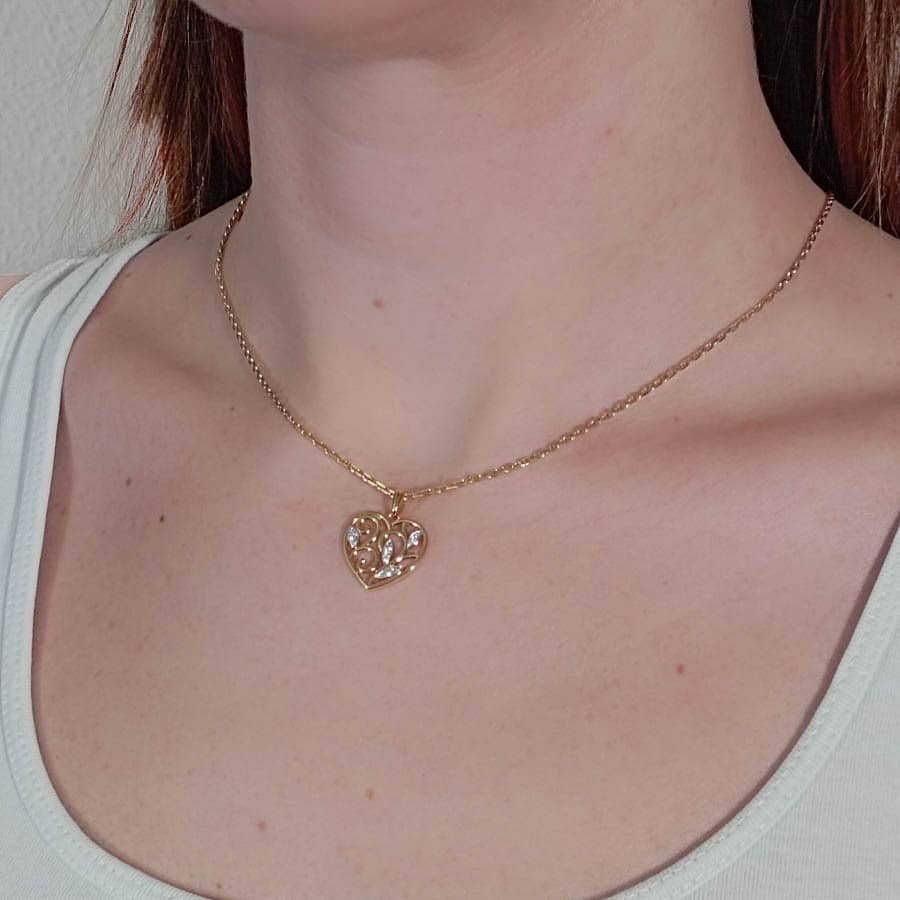 Cadena extrafuerte con colgante corazon grande 9k chica