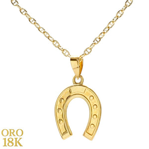 Cadena 40cm con colgante herradura en oro ley 18k