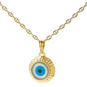 Cadena 40cm con colgante ojo turco en oro de ley 18k