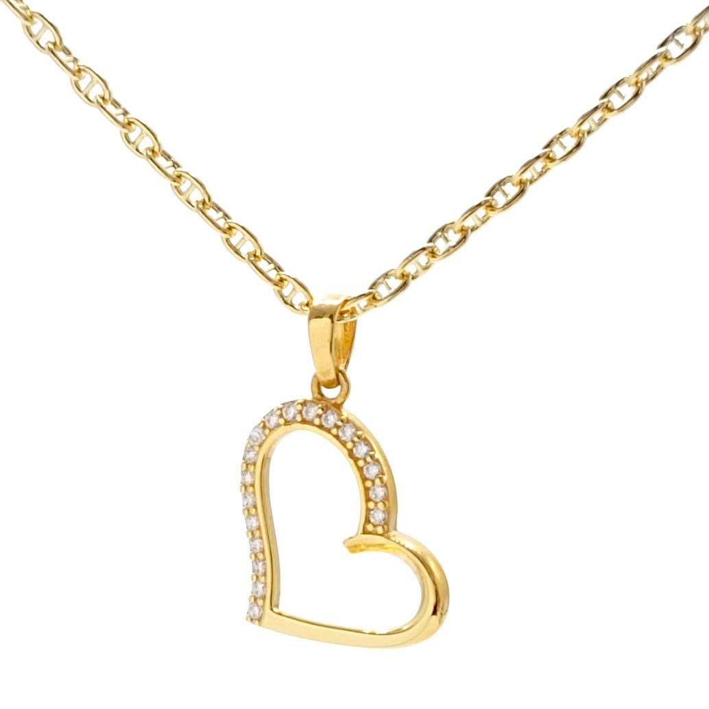 Cadena 40cm con colgante corazón en oro de ley 18k