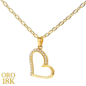 Cadena 40cm con colgante corazón oro de ley 18k